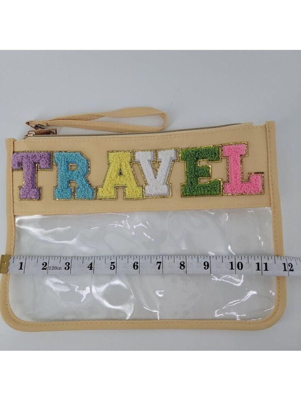 Clear Travel Pouch Colorful Lettering Wristlet - Picture 5 of 5